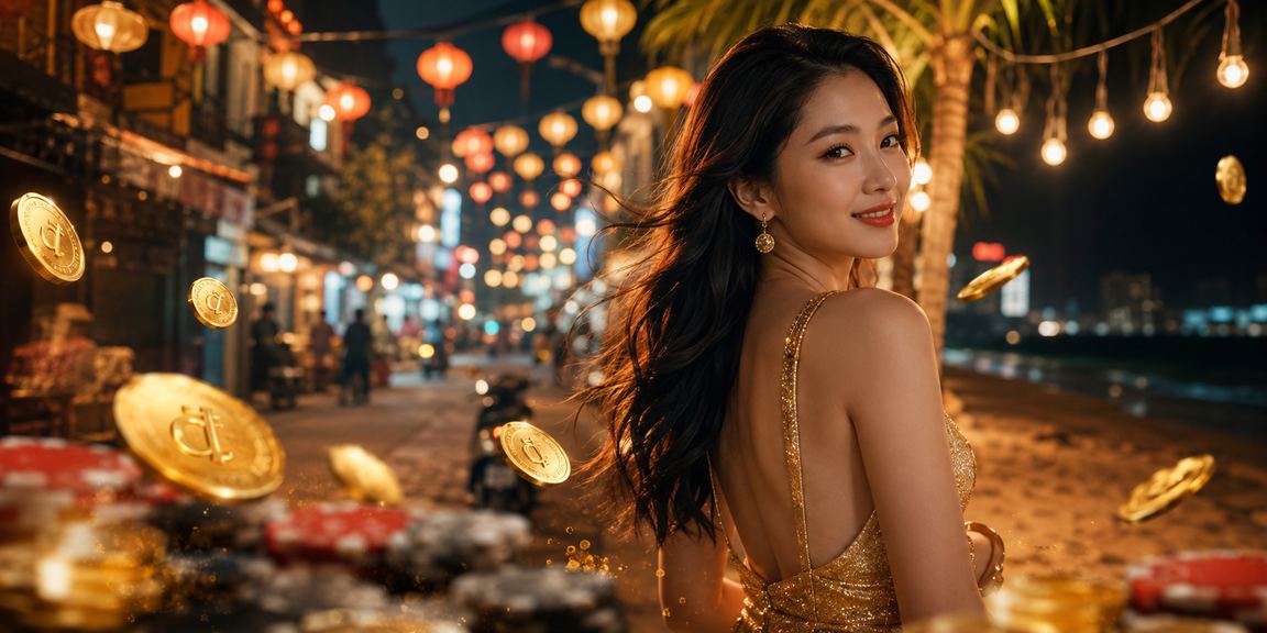 Người dùng kiểm tra giao dịch nạp tiền cá cược với đèn lồng trang trí phía sau