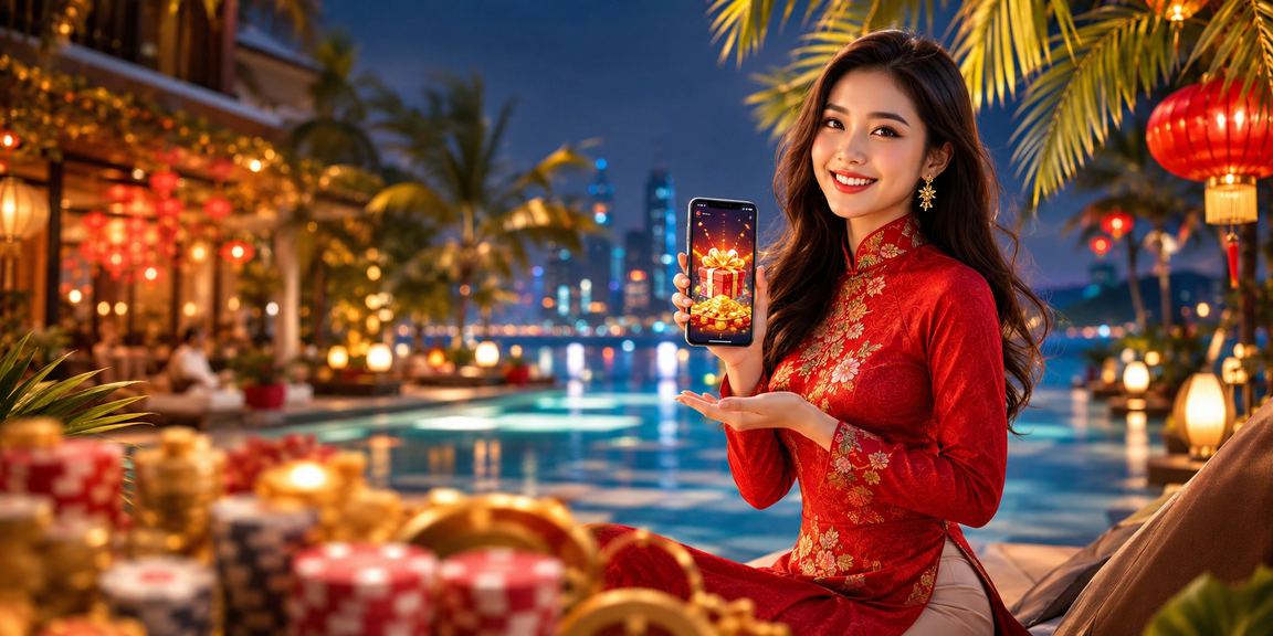 Cô gái áo dài đăng ký tài khoản nhận thưởng tại Mũi Né