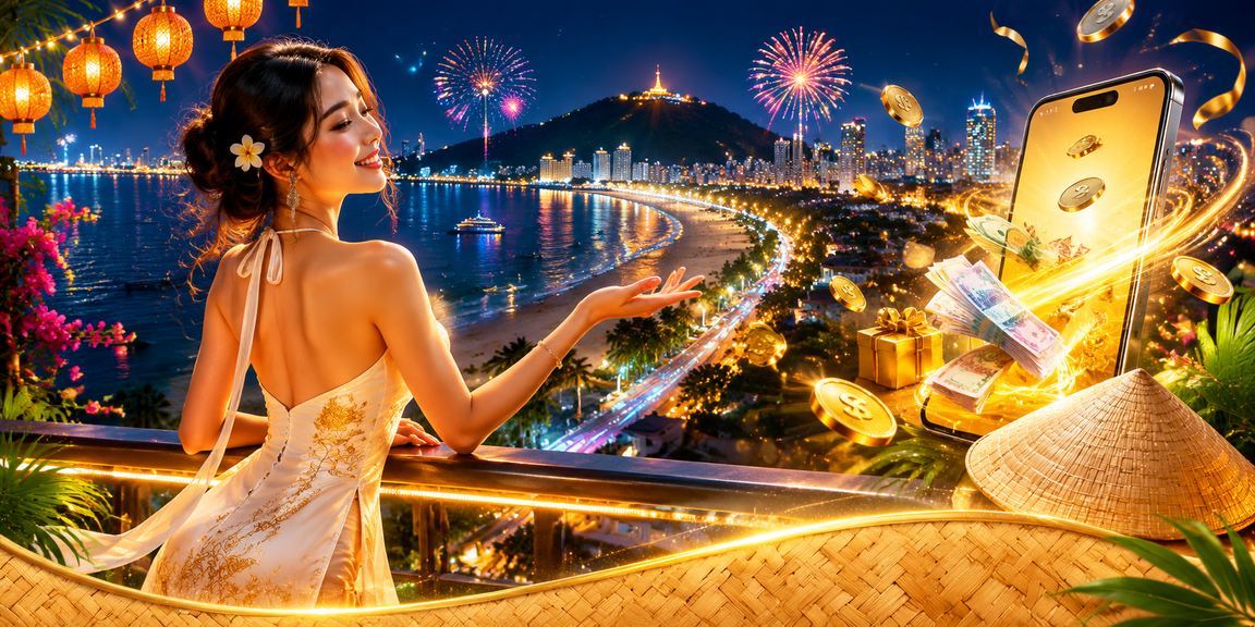 Phụ nữ Vũng Tàu với nón lá tìm hiểu chương trình hoàn tiền cashback trên vuet69