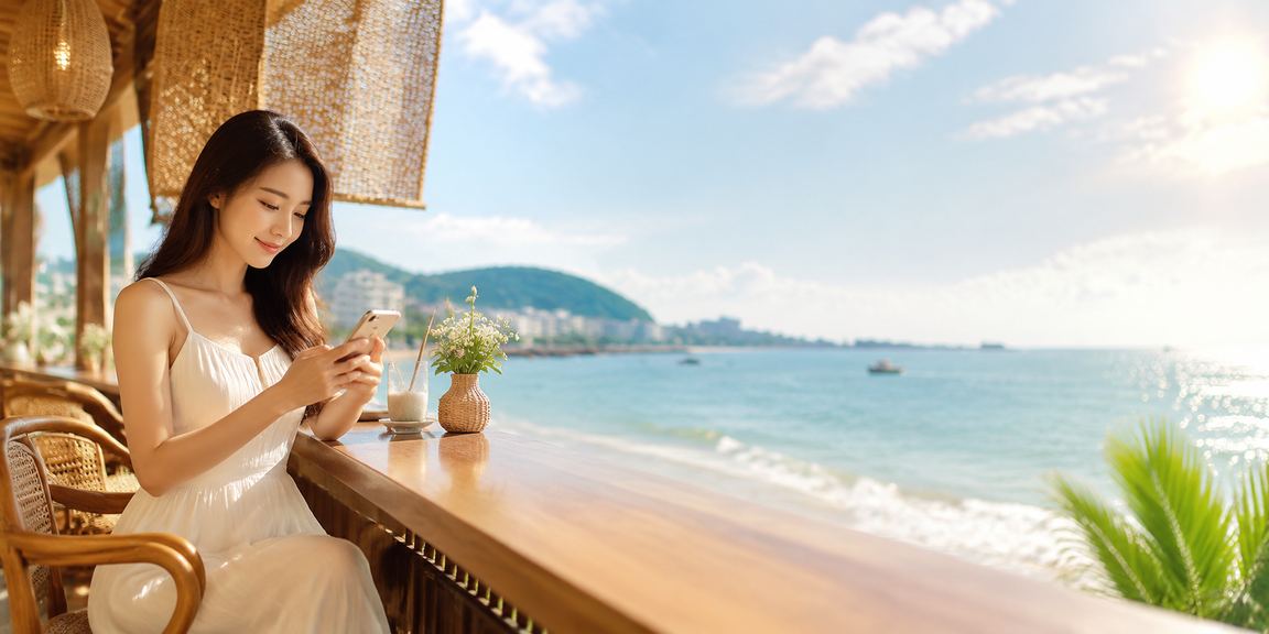Người dùng chơi casino mobile tại Vũng Tàu với nón lá truyền thống